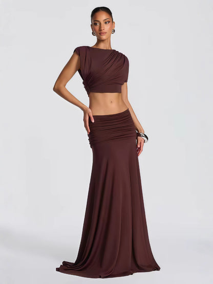 Relaxed Elegant Women Sleeveless Top Skirt Set