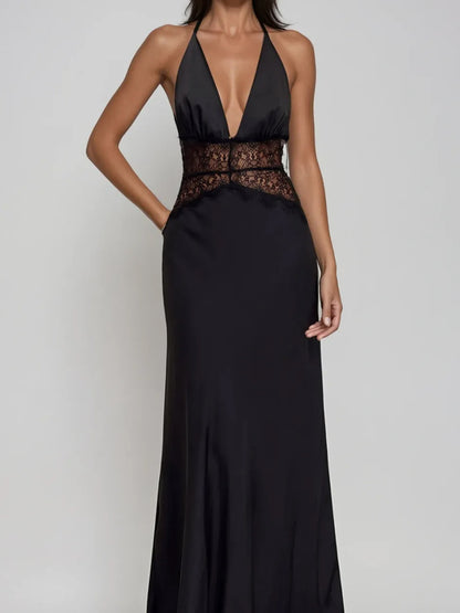 Polka Dot Satin Halter Dress – Going Out Dress
