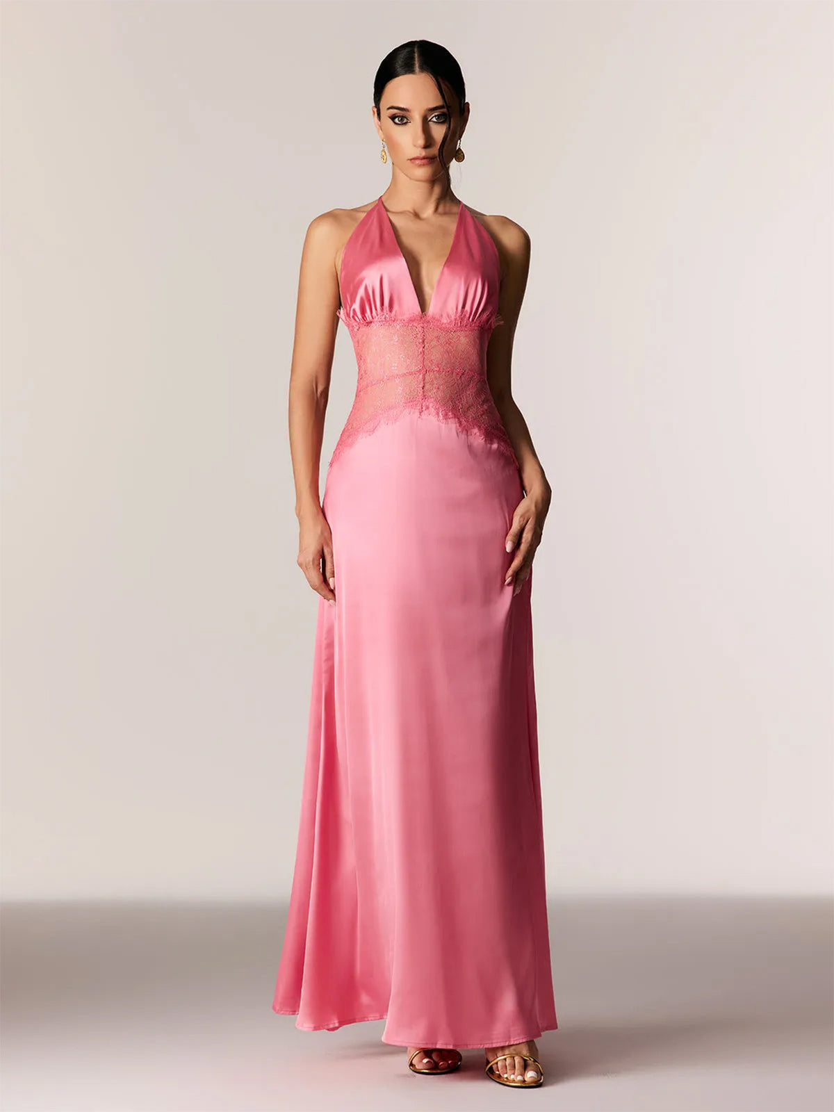 Polka Dot Satin Halter Dress – Going Out Dress