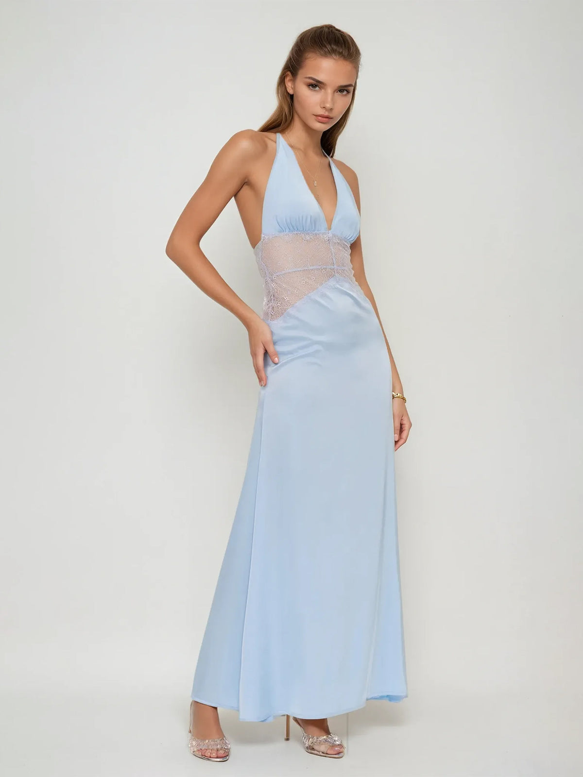 Polka Dot Satin Halter Dress – Going Out Dress