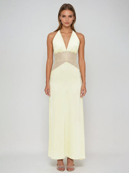 Polka Dot Satin Halter Dress – Going Out Dress